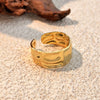 Stainless Steel Geometric Style Wide Finger Ring With Electroplating Treatment Niche Fashion Design Unisex