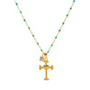 Stainless Steel Geometric Sun Moon Cross Pendant Necklace With Furnace Vacuum Plating 18K Gold Color