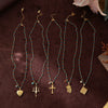 Stainless Steel Geometric Sun Moon Cross Pendant Necklace With Furnace Vacuum Plating 18K Gold Color