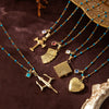 Stainless Steel Geometric Sun Moon Cross Pendant Necklace With Furnace Vacuum Plating 18K Gold Color