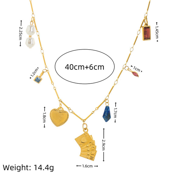 Stainless Steel Geometric Sun Moon Cross Pendant Necklace With Vacuum Plating 18K Gold Color