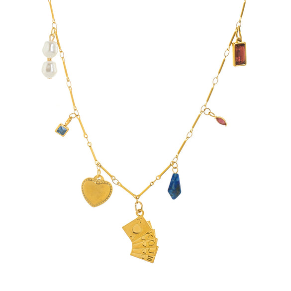 Stainless Steel Geometric Sun Moon Cross Pendant Necklace With Vacuum Plating 18K Gold Color