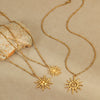 Stainless Steel Geometric Sun Pendant Clavicle Chain Necklace Plated With 18K Gold Fashion Jewelry
