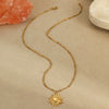 Stainless Steel Geometric Sun Pendant Clavicle Chain Necklace Plated With 18K Gold Fashion Jewelry
