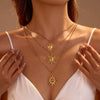 Stainless Steel Geometric Sun Pendant Clavicle Chain Necklace Plated With 18K Gold Fashion Jewelry