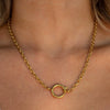 Stainless Steel Geometric Sun Pendant Necklace With Vacuum Plating 18K Gold Color
