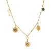 Stainless Steel Geometric Sun Wheel Lotus Pendant Necklace With Vacuum Electroplated 18K Gold Color Preservation