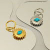 316L Stainless Steel Geometric Sunflower Earrings Electroplated For Women