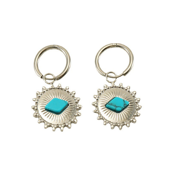 316L Stainless Steel Geometric Sunflower Earrings Electroplated For Women
