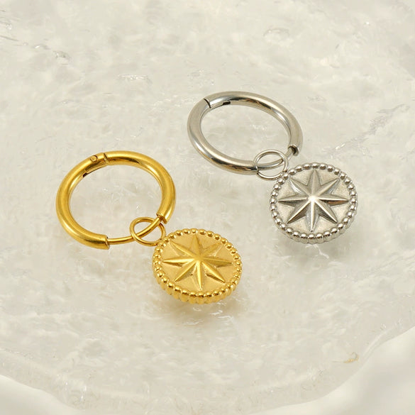 316L Stainless Steel Geometric Sunflower Earrings Electroplated For Women