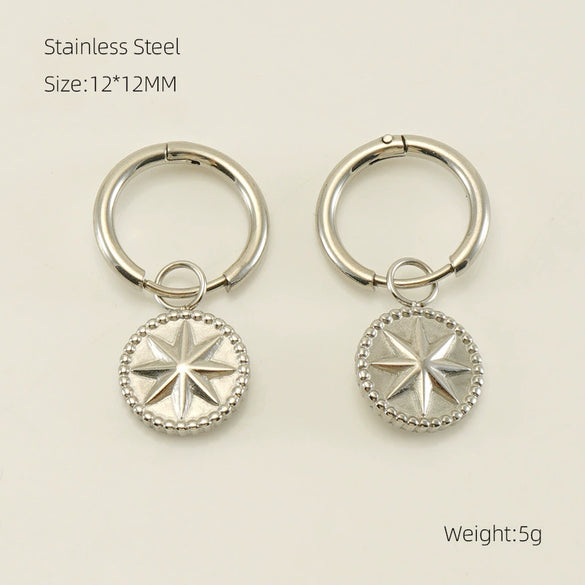 316L Stainless Steel Geometric Sunflower Earrings Electroplated For Women