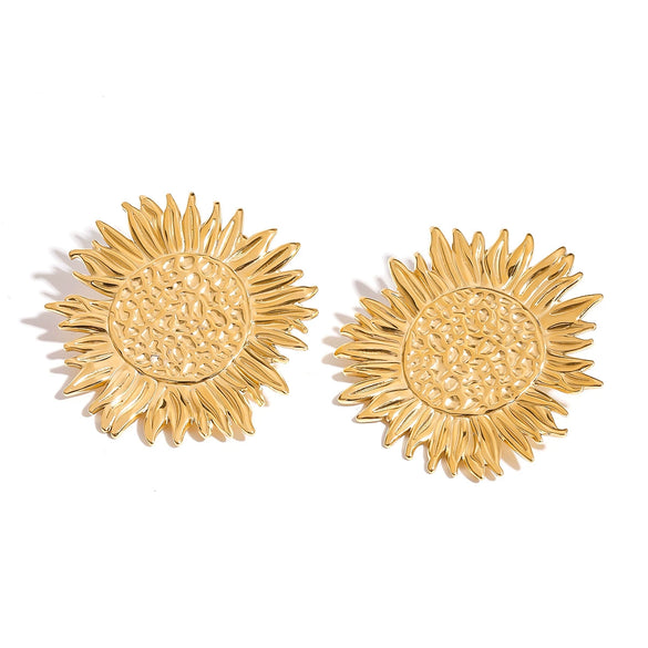 Stainless Steel Geometric Sunflower Earrings Jewelry With Electroplating And Original Design