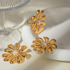 Stainless Steel Geometric Sunflower Opening Ring Jewelry Electroplated For Women