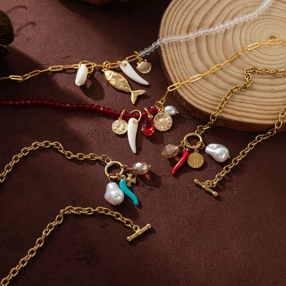 Stainless Steel Geometric Sweet Style Electroplated Clavicle Necklace For Women