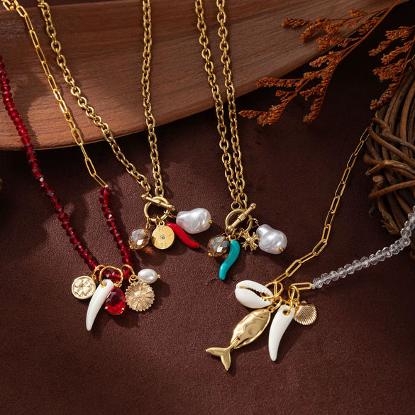 Stainless Steel Geometric Sweet Style Electroplated Clavicle Necklace For Women