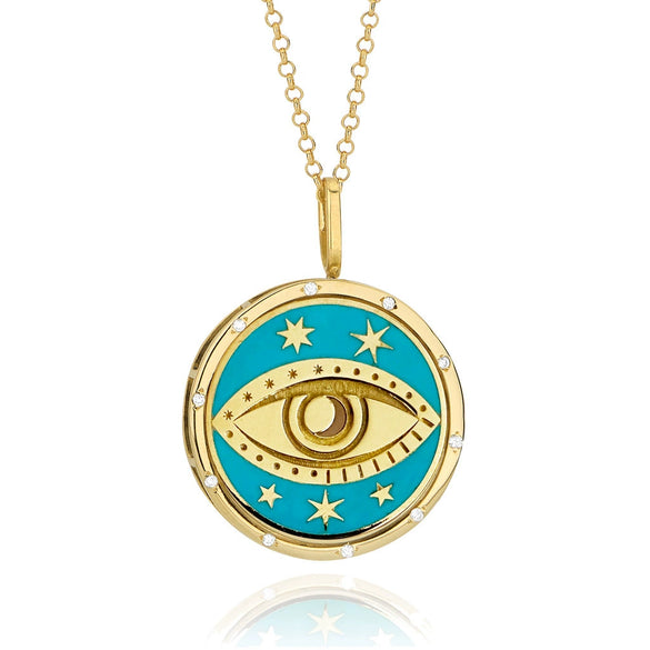 Stainless Steel Geometric Tarot Pendant Necklace With Electroplating Treatment Light Luxury Style