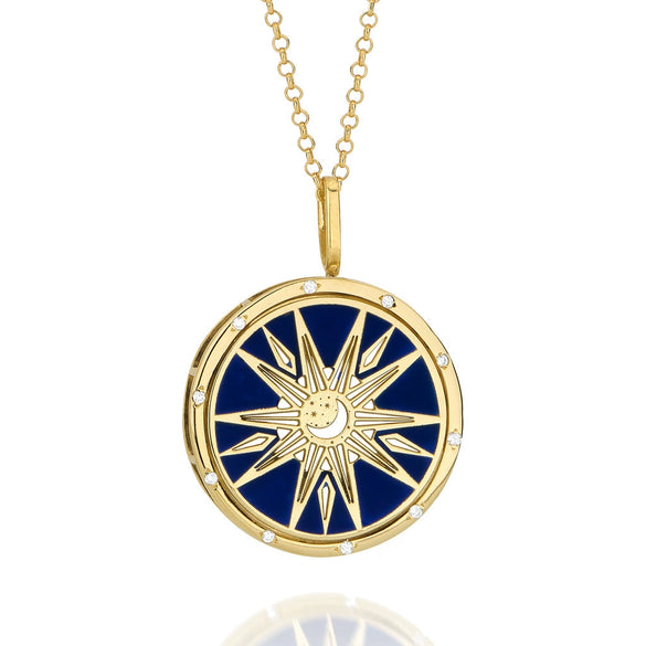 Stainless Steel Geometric Tarot Pendant Necklace With Electroplating Treatment Light Luxury Style