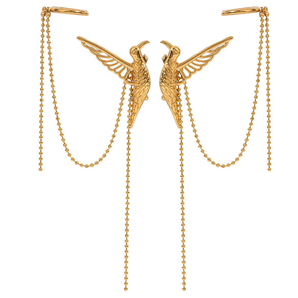 Stainless Steel Geometric Tassel Earrings For Women With Electroplating Animal Style