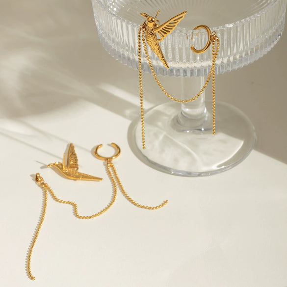Stainless Steel Geometric Tassel Earrings For Women With Electroplating Animal Style