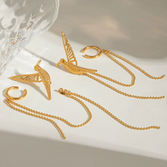 Stainless Steel Geometric Tassel Earrings For Women With Electroplating Animal Style