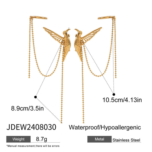 Stainless Steel Geometric Tassel Earrings For Women With Electroplating Animal Style