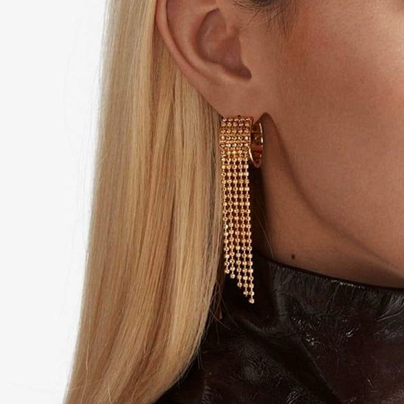 Stainless Steel Geometric Tassel Earrings For Women With Electroplating