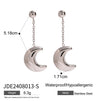 Stainless Steel Geometric Tassel Moon Pendant Earrings Electroplated For Women