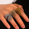 Stainless Steel Geometric Tassel Open Ring For Women With Electroplating