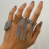 Stainless Steel Geometric Tassel Ring Electroplated Hand Jewelry For Women