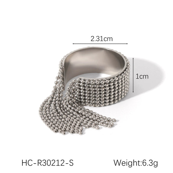 Stainless Steel Geometric Tassel Ring For Women