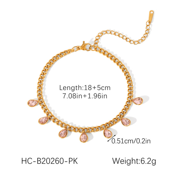 Stainless Steel Geometric Tassel Zircon Women's Bracelet
