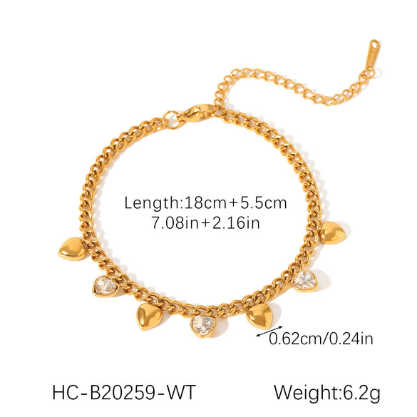 Stainless Steel Geometric Tassel Zircon Women's Bracelet