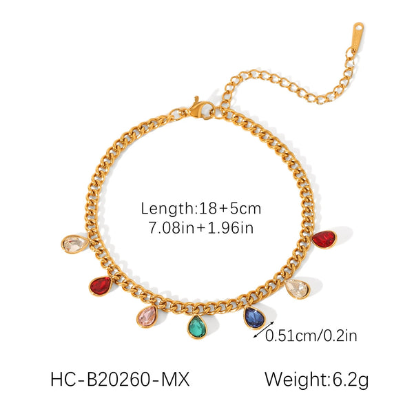Stainless Steel Geometric Tassel Zircon Women's Bracelet