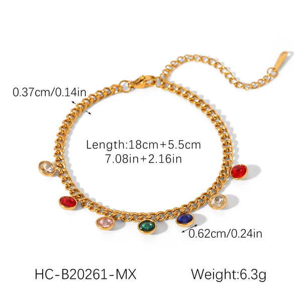 Stainless Steel Geometric Tassel Zircon Women's Bracelet