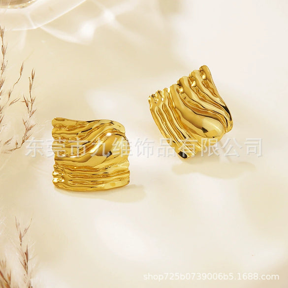 Stainless Steel Geometric Texture Electroplated Women's Earrings