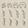 Stainless Steel Geometric Thin Rod Earrings And Horseshoe Lip Ring And Tshaped Lip Nail With Electroplating Treatment