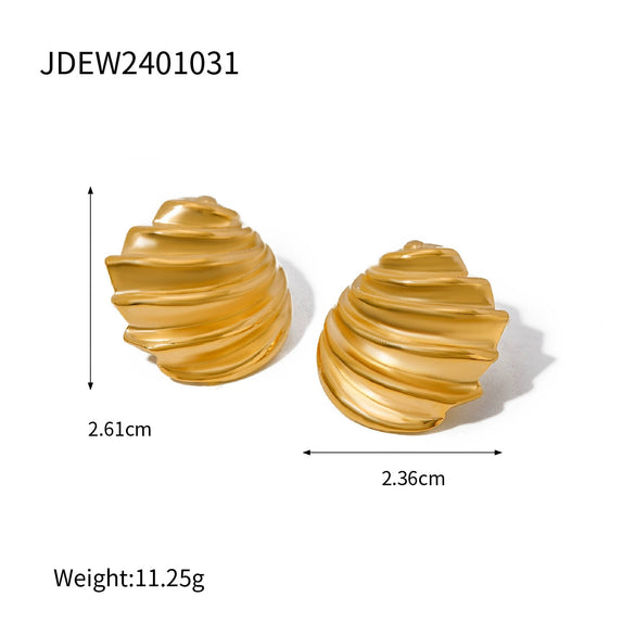 Stainless Steel Geometric Thread Wave Strip Earrings With 18K Gold Non Fading Electroplating For Women