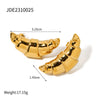 Stainless Steel Geometric Thread Wave Strip Earrings With 18K Gold Non Fading Electroplating For Women