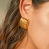 Stainless Steel Geometric Thread Wave Strip Earrings With 18K Gold Non Fading Electroplating For Women
