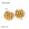 Stainless Steel Geometric Thread Wave Strip Earrings With 18K Gold Non Fading Electroplating For Women