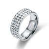 Stainless Steel Geometric Three Row Crystal Ring Classic Fashion Band For Unisex Couples
