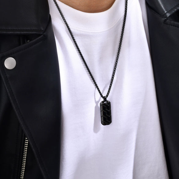 Stainless Steel Geometric Tire Pattern Men's Pendant Necklace Electroplating