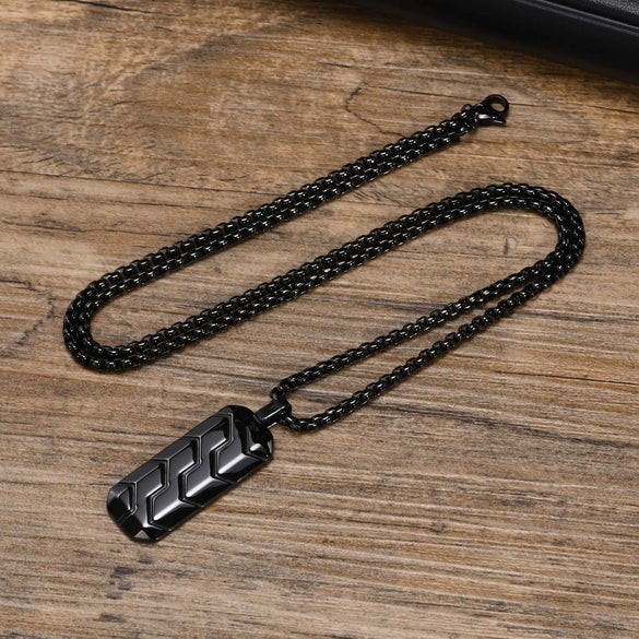 Stainless Steel Geometric Tire Pattern Men's Pendant Necklace Electroplating