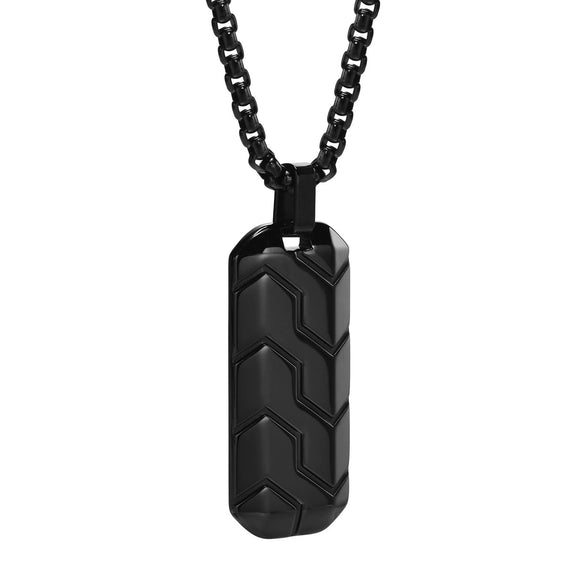 Stainless Steel Geometric Tire Pattern Men's Pendant Necklace Electroplating