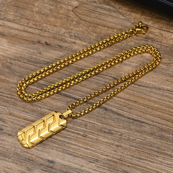 Stainless Steel Geometric Tire Pattern Men's Pendant Necklace Electroplating