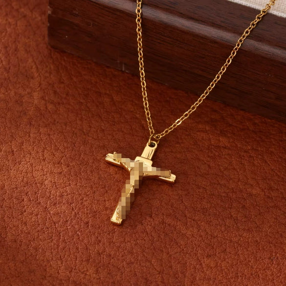 Stainless Steel Geometric Tree Of Life Cross Pendant Necklace Electroplating Jewelry Unisex
