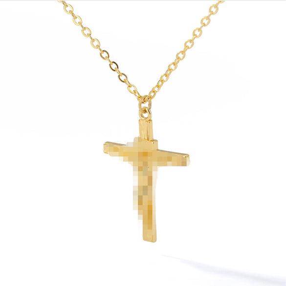 Stainless Steel Geometric Tree Of Life Cross Pendant Necklace Electroplating Jewelry Unisex