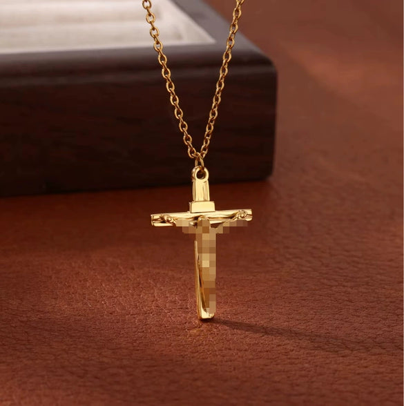 Stainless Steel Geometric Tree Of Life Cross Pendant Necklace Electroplating Jewelry Unisex
