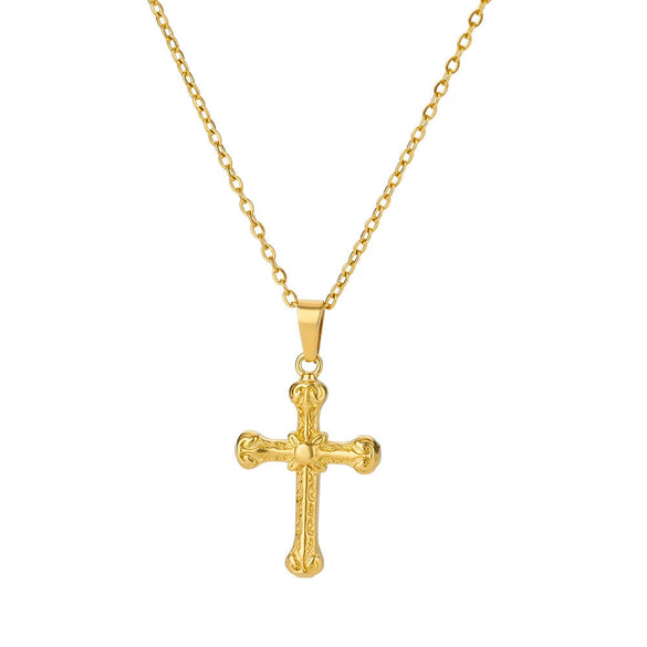 Stainless Steel Geometric Tree Of Life Cross Pendant Necklace Electroplating Jewelry Unisex