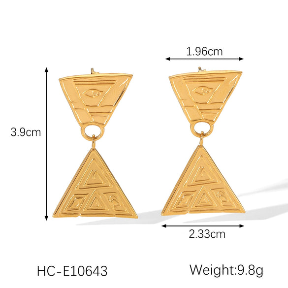 Stainless Steel Geometric Triangle Earrings For Women With Electroplating Treatment